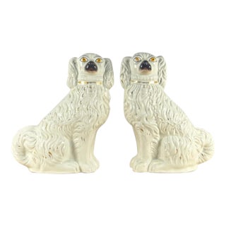 Antique English Ceramic Staffordshire Mantle Dogs For Sale