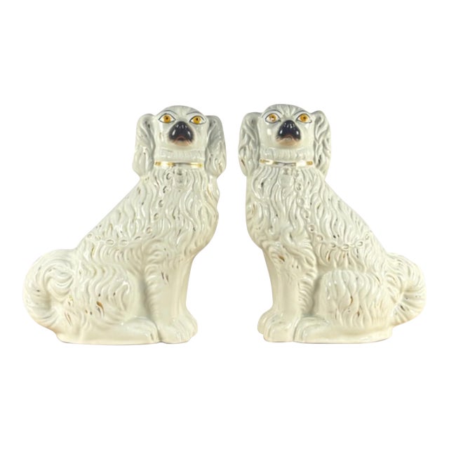 Antique English Ceramic Staffordshire Mantle Dogs For Sale
