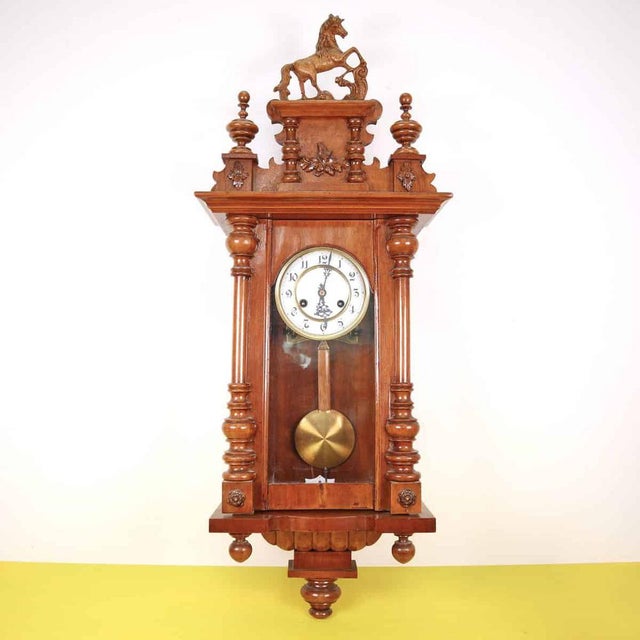 Vintage Wooden Pendulum Clock For Sale - Image 15 of 15