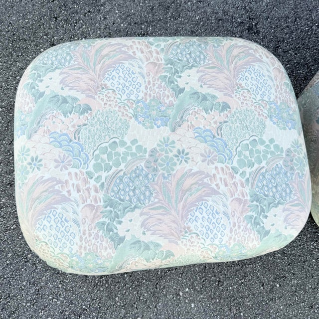 1990s Postmodern Multicolored Floral Fabric Pouf Ottomans - A Pair For Sale - Image 5 of 10