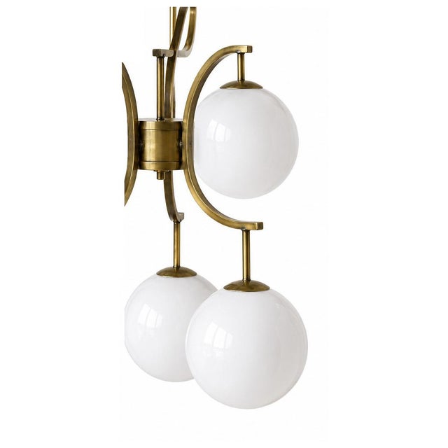 White Glass Sphere Pendant Light, 1980s For Sale - Image 6 of 7