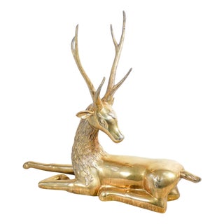 Large Brass Deer Sculpture, 1960s For Sale