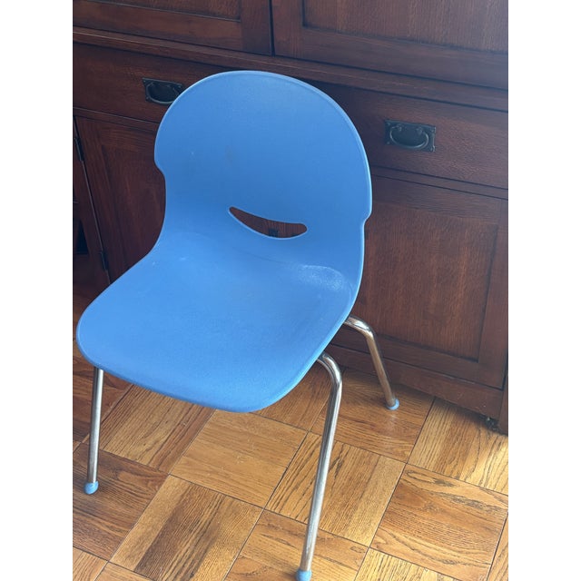 1 Vintage Herman Miller style chair by Virco … designed by Richard Holbrook … Features: - Blue Boot “Pigeon Toed” Feet -...