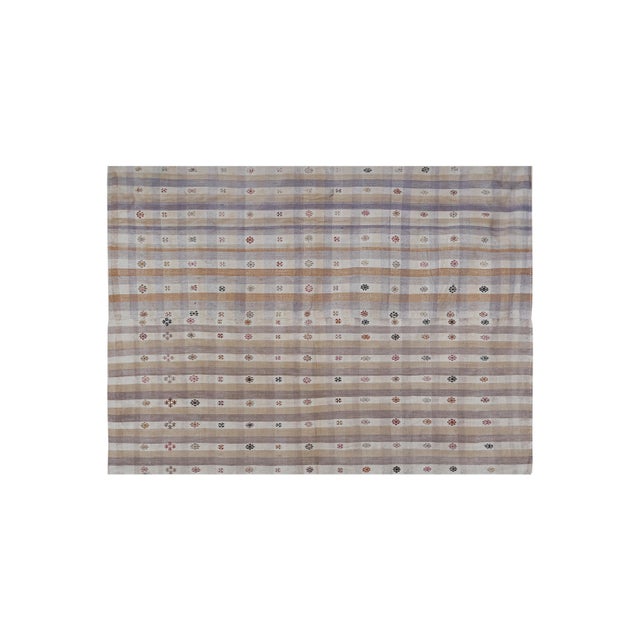 1960s Vintage Striped Cotton Kilim Rug5'9'' X 8'5'' For Sale - Image 4 of 10