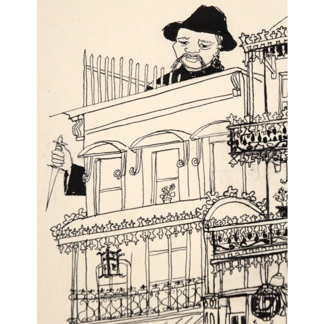 General Merch Way Down in Chinatown - Vintage Illustration in Ink This illustration, inked in intricate detail by Irene...