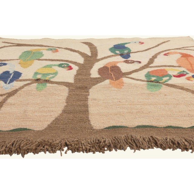 Modern Vintage African Pictorial Tapestry, 04'11 X 04'10 For Sale - Image 3 of 10