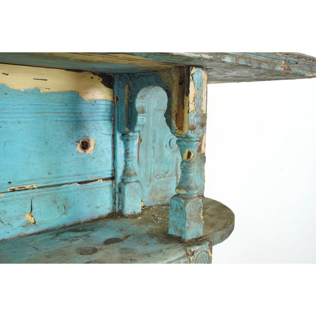 Reclaimed Georgian Distressed Blue Wooden Fireplace Mantel For Sale - Image 9 of 13