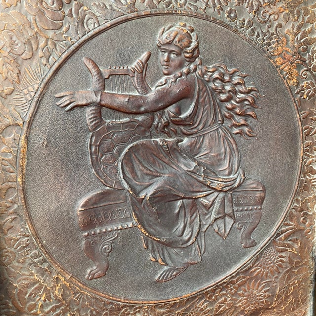 Mid 19th Century Victorian Aesthetic Movement Rocking Chair With Embossed Leather Back and Satyr Finials For Sale - Image 4 of 17