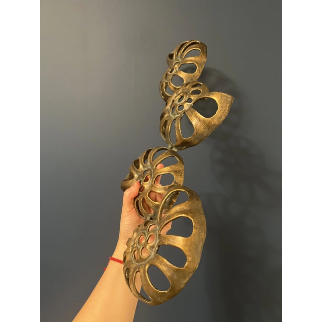 Metal 1960s Mid Century Solid Brass Wall Accent For Sale - Image 7 of 9