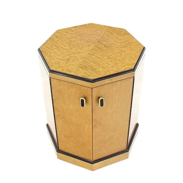 Tan Vintage Mid Century Birds Eye Maple Side Table Pedestal For Sale - Image 8 of 10