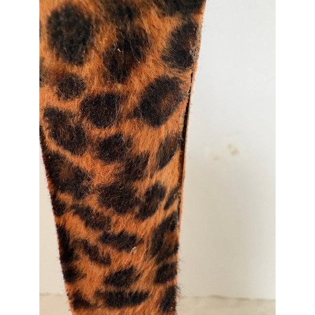 African Vintage African Inspired Metal Female Sculpture With Leopard Print, Handcrafted Global Eclectic Figurine, 18.5 For Sale - Image 3 of 11