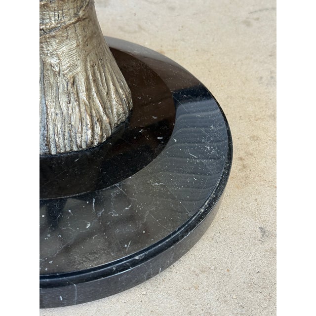 Vintage Regency Marge Carson Gilt Palm Tree Table With Marble Base and Glass Top For Sale - Image 9 of 12