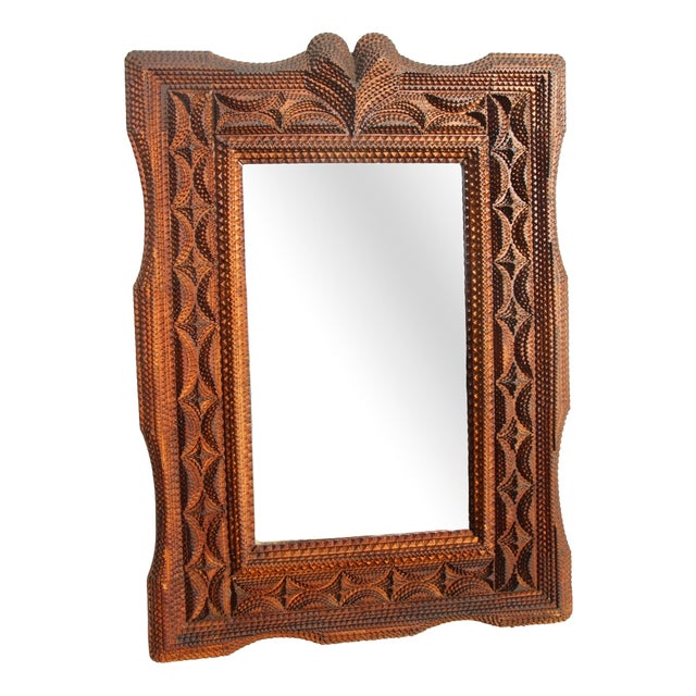 19th Century Tramp Art Mirror For Sale