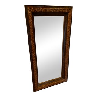 1930s Antique Beveled Muted Gold Framed Mirror For Sale