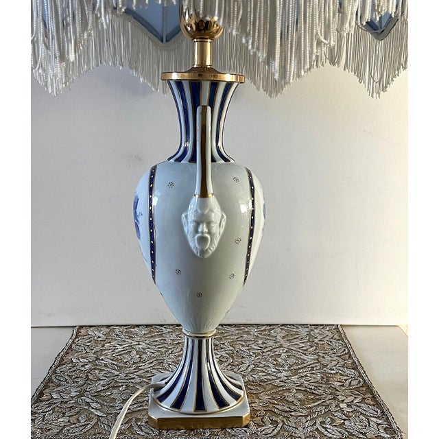 Saint Croix Limoges Porcelain Table Lamp with Fabric Shade, 1950s For Sale - Image 6 of 11