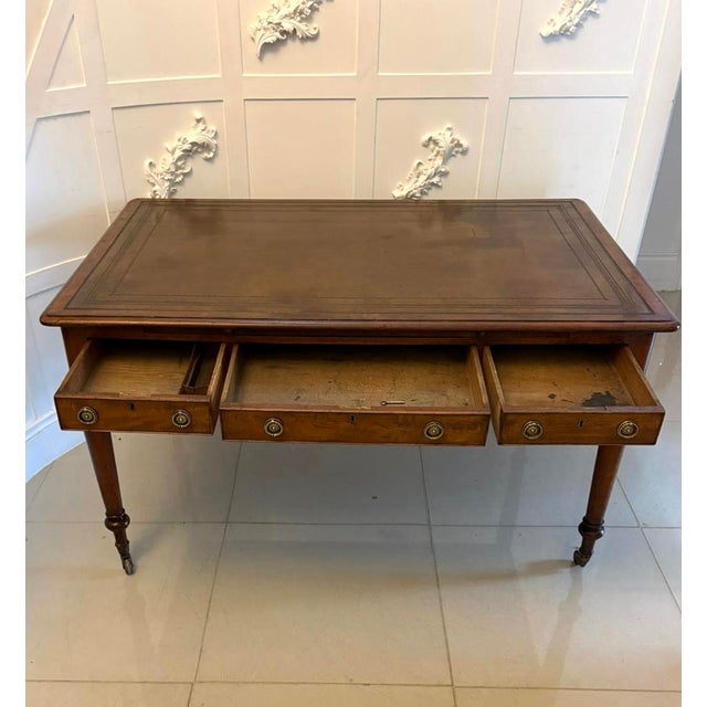 Antique Georgian Mahogany Partners Library Writing Desk with Leather Slide, 1800 For Sale - Image 3 of 18