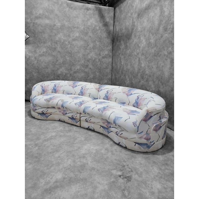 Vintage Postmodern Kagan Style Curved Sectional Sofa With 2 Side Tables For Sale - Image 9 of 10