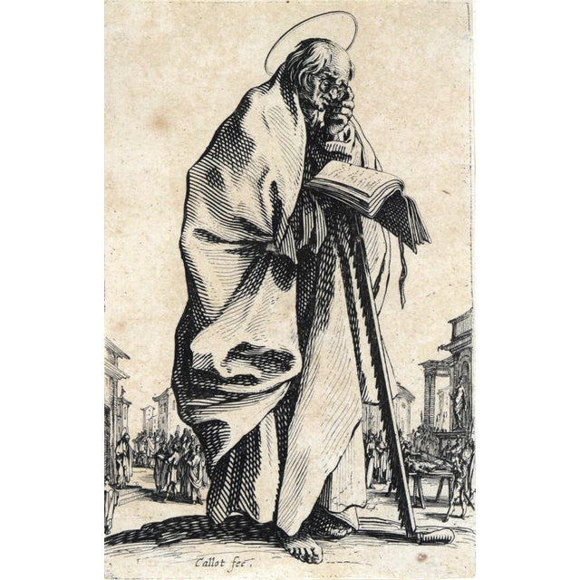Figurative St. Simon From Les Grands Apôtres Debout Original 17th Century Etching by Jacques Callot For Sale - Image 3 of 8