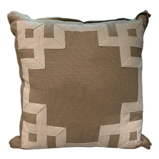 Chippendale Style Pillow With White Grosgrain Ribbon For Sale