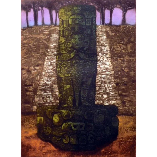Dean Meeker Copan Original Signed Intaglio Collagraph Artwork For Sale - Image 10 of 11