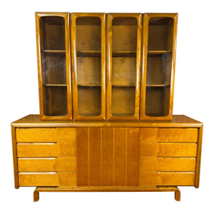 Mid Century Edmond J Spence Swedish Glass Hutch Credenza