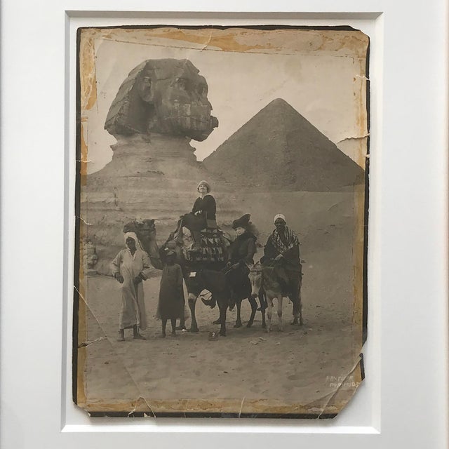 Unknown Late-19th Century Photographer Photograph of the Great Sphinx and Great Pyramid of Giza, with figures, camel, and...