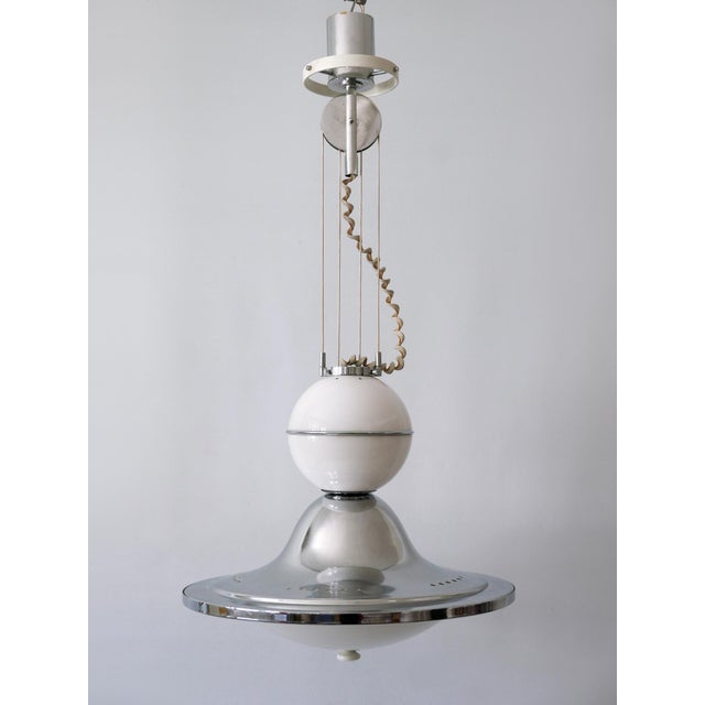Mid-Century Modern Mid-Century Modern UFO Counterweight Pendant Lamp, Italy, 1960s For Sale - Image 3 of 18