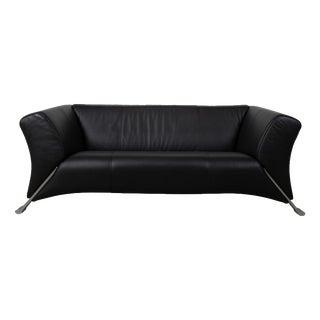 322 2-Seater Sofa in Black Leather from Rolf Benz For Sale