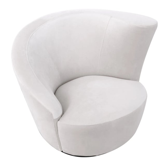 Pasargad Home Vicenza Cortina White Crescent Swivel Chair For Sale - Image 4 of 9
