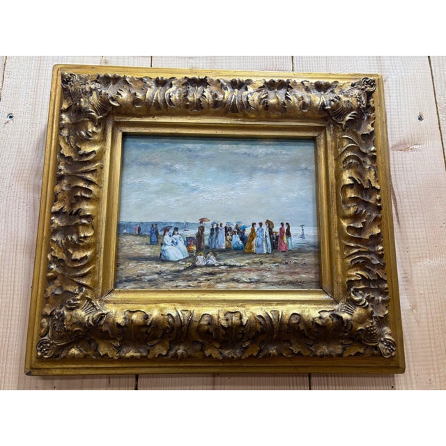 F. Huber, Impressionist Beach Scene, 1800s, Oil on Panel, Framed For Sale - Image 6 of 6