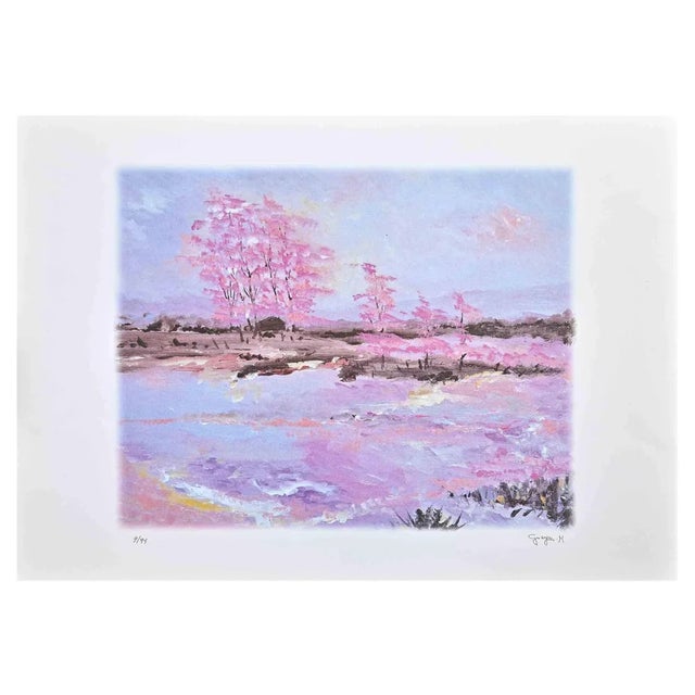 Martine Goeyens, Landscape, Lithograph, 1990s For Sale