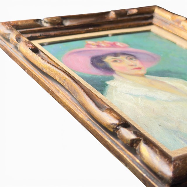 Antique Original Miniature Oil on Copper Portrait | Michel Jacobs, Washington d.c. c.1910 For Sale - Image 10 of 11