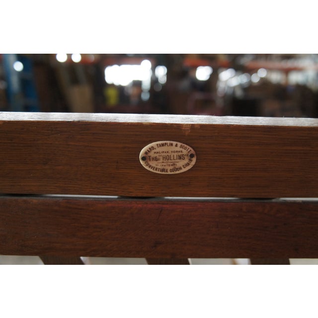 Rare Antique Arts & Crafts Oak "Hollins" Convertible Couch Chair Chaise Lounge For Sale - Image 4 of 13