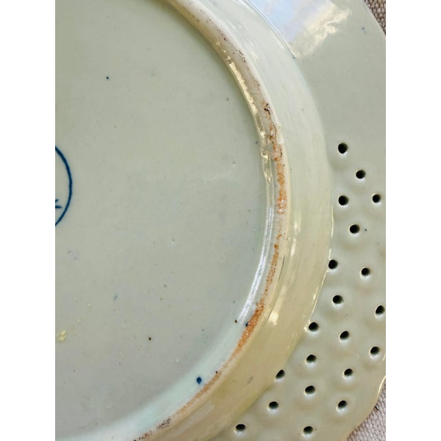 Antique Chinese Blue and White Reticulated Plate Monkeys Peaches Bats Lotus Late Qing Porcelain For Sale In Chicago - Image 6 of 11