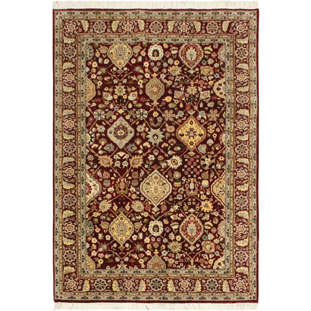 Shabby Chic 1990's Tabriz Pak-Persian Red/Gold Wool Rug - 4'1'' X 6'1''V For Sale - Image 9 of 9