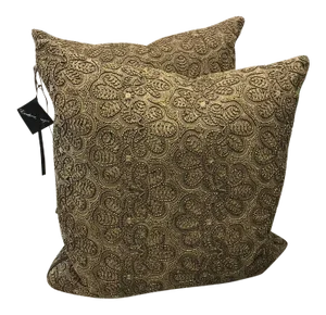 Global Views Gold Bead Throw Pillows - a Pair