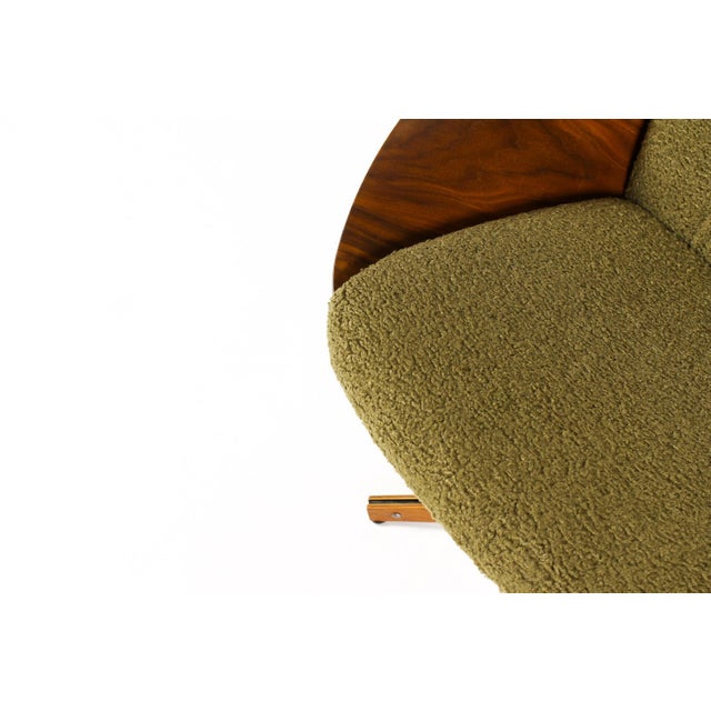 Vintage Mid Century Plycraft Walnut George Mulhauser Lounge Chair— Mrs. Chair — Olive Bouclé For Sale - Image 11 of 13