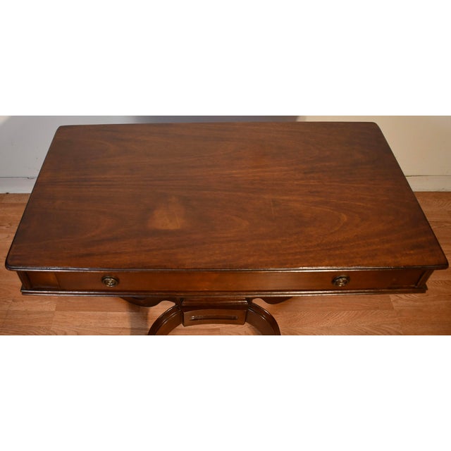 1930 English Mahogany Accent Console Table Lyre Base For Sale - Image 6 of 17
