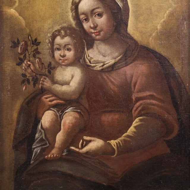 Italian Artist, Madonna and Child, 17th Century, Oil Painting on Canvas, Framed For Sale - Image 4 of 16