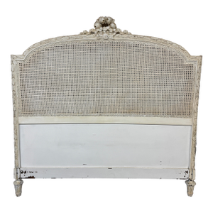 Full Size French Provincial Carved Cane Headboard, Vintage