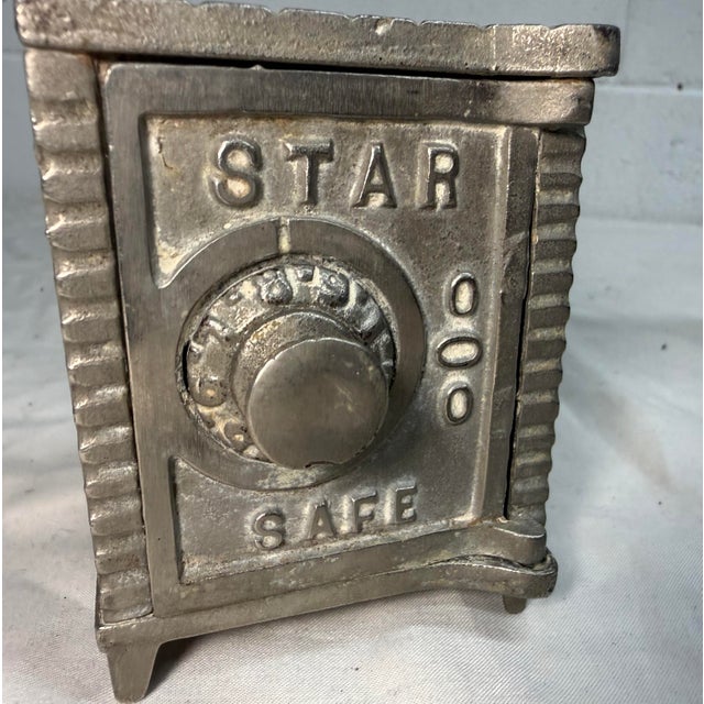19th Century Antique 19th Century Cast Iron Star Safe Lock Deposit Coin Still Bank For Sale - Image 5 of 11