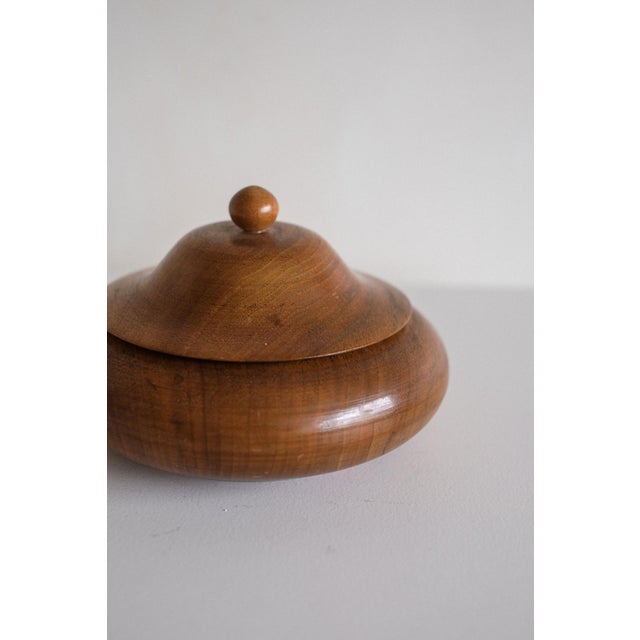 Mid-Century Modern Handcrafted Wooden Lidded Bowl For Sale - Image 3 of 8