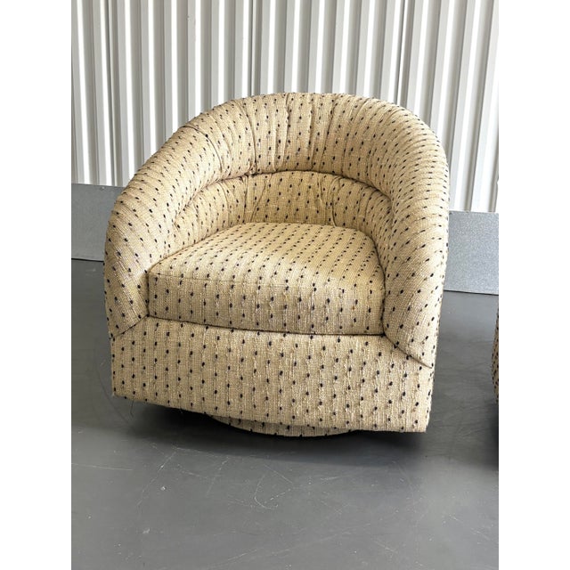 Vintage Upholstered Swivel Barrel Chairs by Precedent Furniture - A Pair For Sale - Image 9 of 12