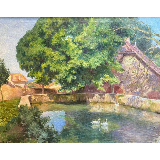 Henri Edouard Brosset, Pond with Ducks, Oil on Canvas For Sale - Image 13 of 13