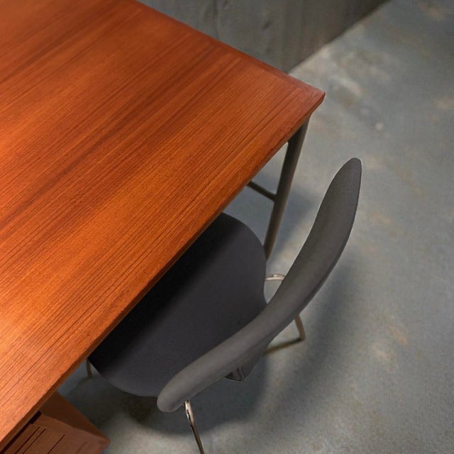 Wood Danish Freestanding Teak Desk For Sale - Image 7 of 9