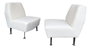 1960s Vintage Slipper Chairs Bouclé Fabric by Studio Apa for Lenzi - a Pair