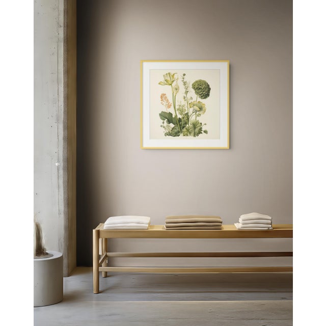 English Vintage Botanical Garden Study No. 11 | Botanical Wall Art in Dark Green & Cream For Sale - Image 3 of 4