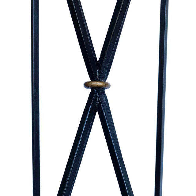 Metal Pair of Regency-Style Art-Deco Forged Iron Pedestals Stands With Greek Keys For Sale - Image 7 of 8