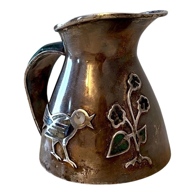 Mid-Century Modern Mexican Los Castillo Silver and Malachite Pitcher / Jug For Sale