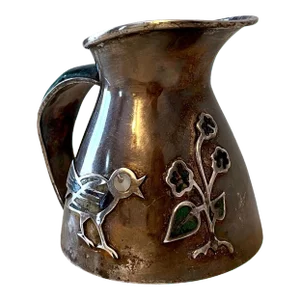Mid-Century Modern Mexican Los Castillo Silver and Malachite Pitcher / Jug